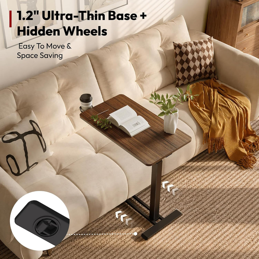 SANODESK 28''Pneumatic Adjustable Overbed Bedside Table with Hidden Casters - Image 5