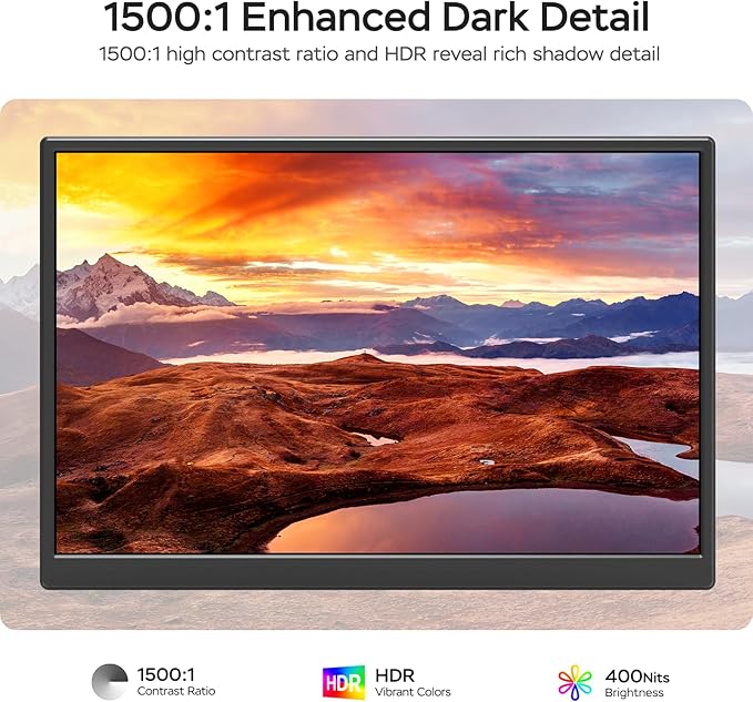 WGK 14 inch Portable Monitor 1200P FHD+ 100% sRGB Travel Display HDMI/USB-C Compatible with Laptops, Desktops, Phones, PS, Mac, Xbox, Switch, and Other Gaming Devices Includes Stand and Speakers VESA - Image 2