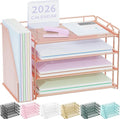Spacrea Desk Organizers and Accessories, Paper Organizer for Desk with File organizer, Desk Accessories & Workspace Organizers for Office Supplies (Rose Gold) by Spacrea