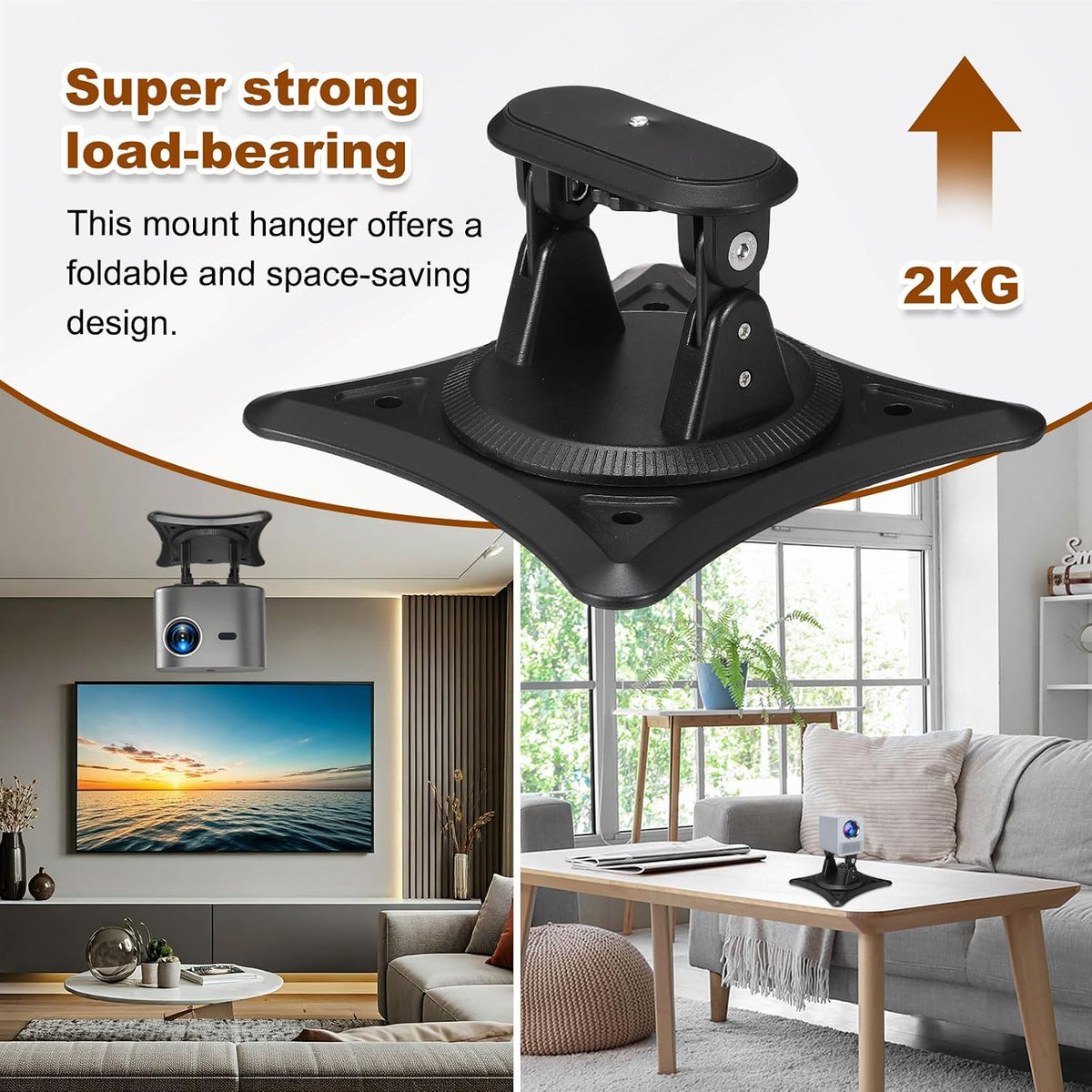 MECCANIXITY 3-in-1 Table/Wall/Ceiling Projector Stand Black 100mm/3.94" (L) - Image 6