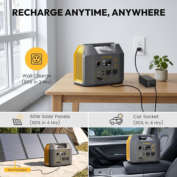 EnginStar 296Wh Portable Solar Generator, Pure Sine Wave Power Station | 110V Power Bank, 300W AC Outlet 80000mAh Lithium Battery Pack for Camping Outdoors Trip RV Hunting Vans Emergency - Image 4