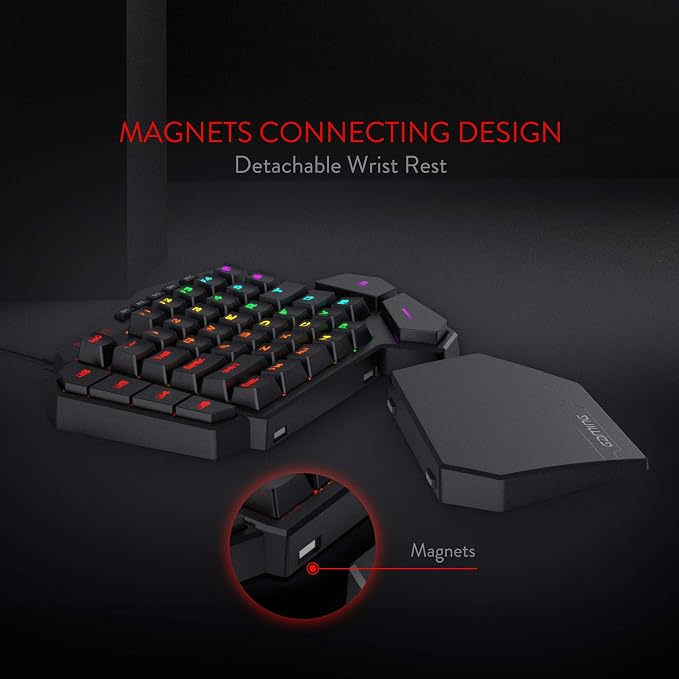 Redragon K585 Wired One-Handed RGB Gaming Keypad, Tactical 42-Key Layout | On Board 28 Combo Slots 4 Profiles Keyboard, USB Pass-Through Port, 16.8M Colors, Swap-Ready Socket, Detachable Wrist Rest - Image 5