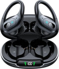 occiam Active Noise Cancelling Earbuds Wireless Bluetooth Headphones | Ear Buds 90Hrs Playback Stereo Bass Earphones with Mic Over-Ear Hooks IPX7 Waterproof Headset for Sports Running Matte Black by occiam