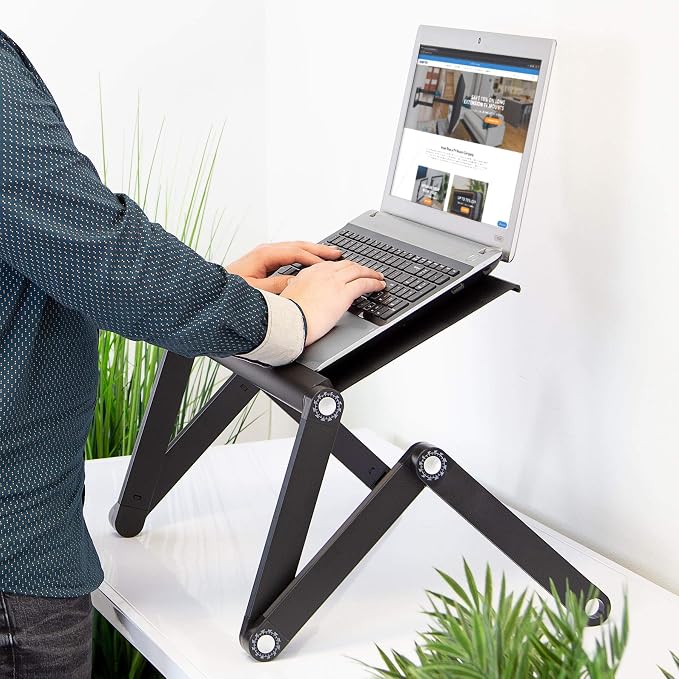 Mount-It! Adjustable Laptop Stand & Lap Desk, Freestanding Sit-Stand Laptop Tray for Bed, Couch, Desk & Floor, 22 lb Capacity, 1.6–18.9” Height, Ventilated Aluminum, Ships Fully Assembled - Image 9