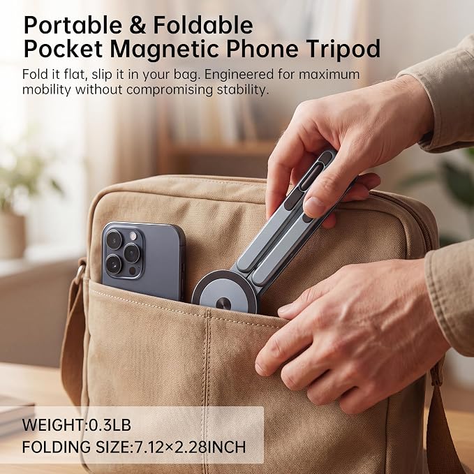 Portable Laptop Stand, 3-in-1 Magnetic Foldable Adjustable, for Desk（Gray） | Aluminum alloy, lightweight compact, 8-level height, ergonomic, for phone/tablet, home office/travel - Image 6