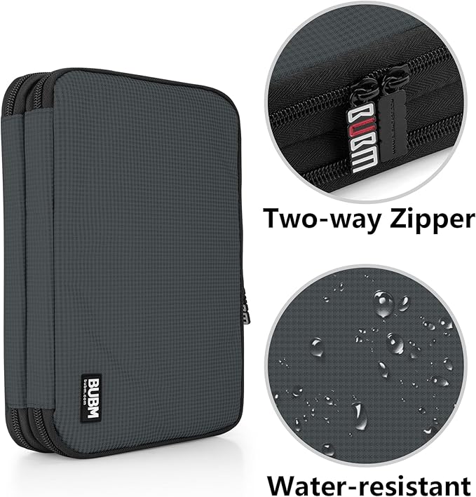 BUBM Double Layer Electronic Accessories Organizer, Travel Gear Bag for Cables, USB Flash Drive, Plug and More, Perfect Size Fits for iPad mini (Medium, Gray) | Travel Gadget Bag for Cables, USB Flash Drive, Plug and More, Perfect Size Fits for iPad Mini - Image 5