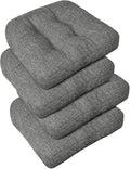downluxe Chair Cushions for Dining Chairs 4 Pack, Tufted Indoor Chair Pads with Non-Slip Bottom, U-Shaped Kitchen Chair Cushions, 17"x17"x4", Dark Grey by Downluxe