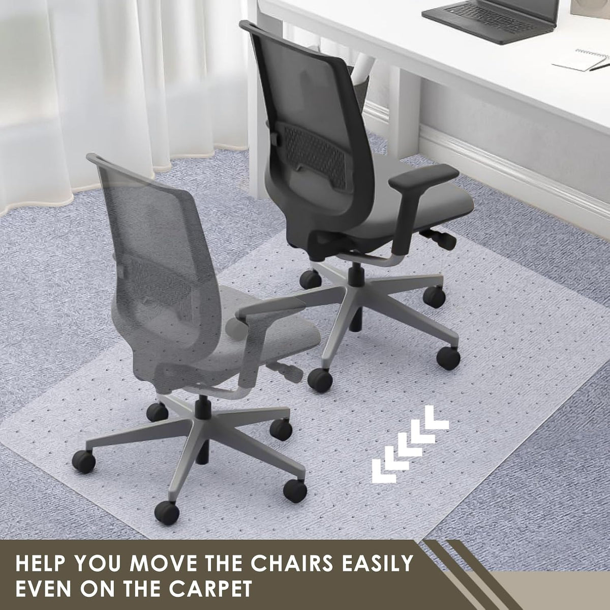 Heavy Duty Office Chair Mat for Carpet 32" x 55" Hard Material - Image 6