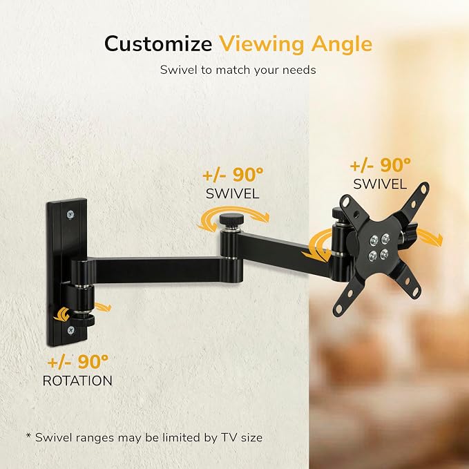 Mount-It! Full Motion Computer Monitor Wall Mount – Adjustable Arm for Home Office, Gaming, Workstations – Fits 19–32” Screens, VESA 75x75 & 100x100, Tilt Swivel Rotate, 33 lb, Single Stud Install - Image 5