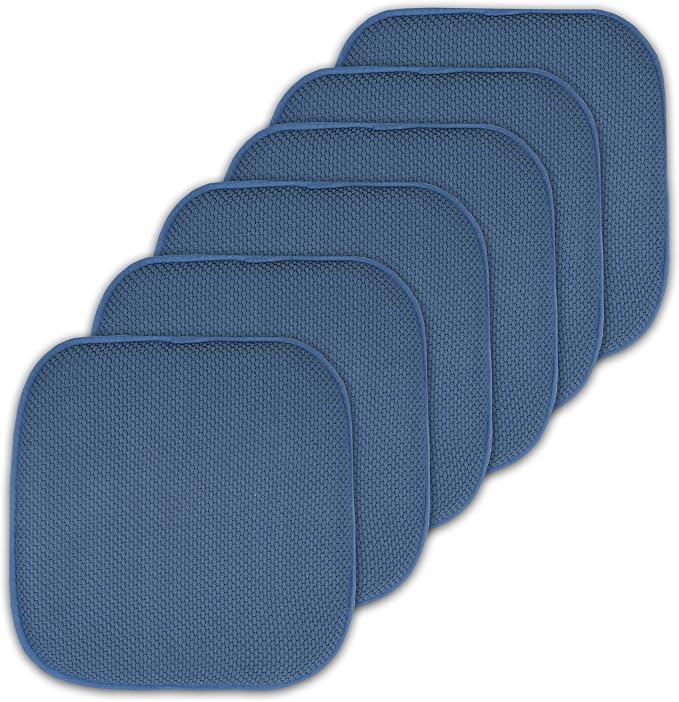 Sweet Home Collection Cushion Memory Foam Chair Pads Honeycomb Nonslip Back Seat Cover 16" x 16" 6 Pack Blue by SweetHomeCollection