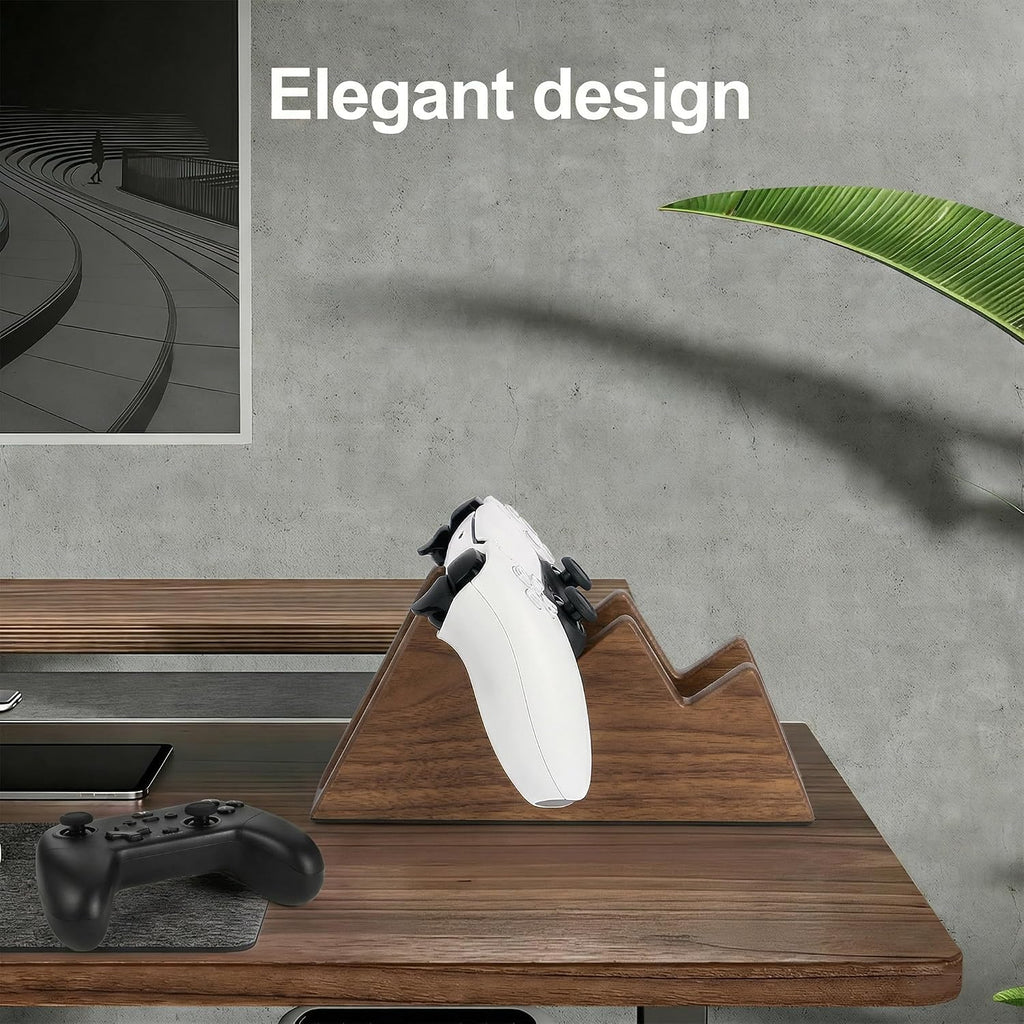 Solid Wood Controller Stand Dual Gaming Controller Holder for Desk - Image 3