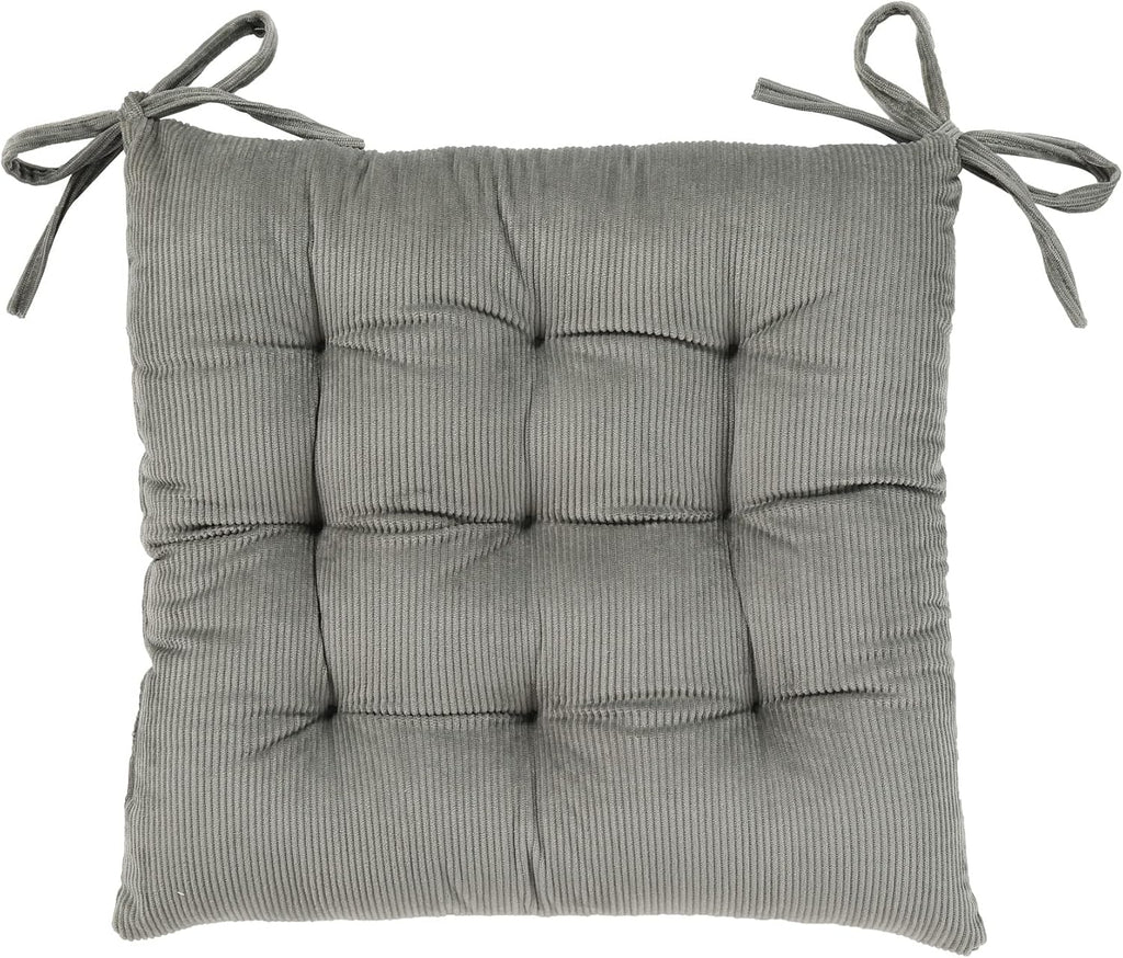 HLOVME Corduroy Chair Cushion with Ties Ultra Soft Warm Floor Cushion for Kids Reading Nook Comfortable Square Seat Cushion for Adult 15.7”x15.7”, Grey by HLOVME