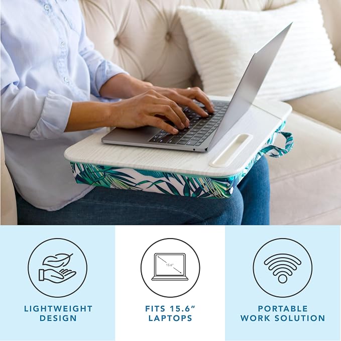 LAPGEAR Designer Lap Desk – Tropical Palm Leaves, Fits 15.6” Laptops - Image 2