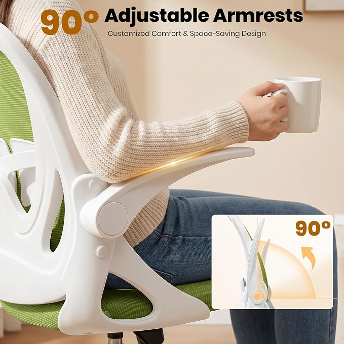 Drafting Chair Tall Office Chair with Flip-up Armrests Executive Ergonomic Computer Standing Desk Chair with Lumbar Support and Adjustable Footrest Ring (AvocadoGreen) - Image 9