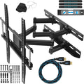 Cheetah Articulating Dual Arms TV Wall Mount for 32-65 Inch TVs, 115lbs VESA 400x400mm, 16" Studs, New TVs up to 83", Low Profile & Extends 14", Full Motion Tilt Swivel Bracket & 10 ft HDMI Cable by Cheetah