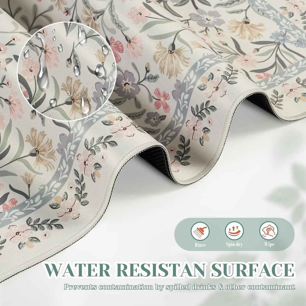 iCasso Aesthetic Mouse pad,23.6x13.7 Desk Pad Mat, Gray Floral - Image 5