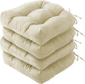 IPYNBAP Outdoor Chair Cushions Set of 4, Patio Chair Cushions with Ties, 19x19+5” Tufted Outdoor Seat Cushions, Waterproof Patio Furniture Cushions, Outdoor Dining Chair Pads, Beige by IPYNBAP