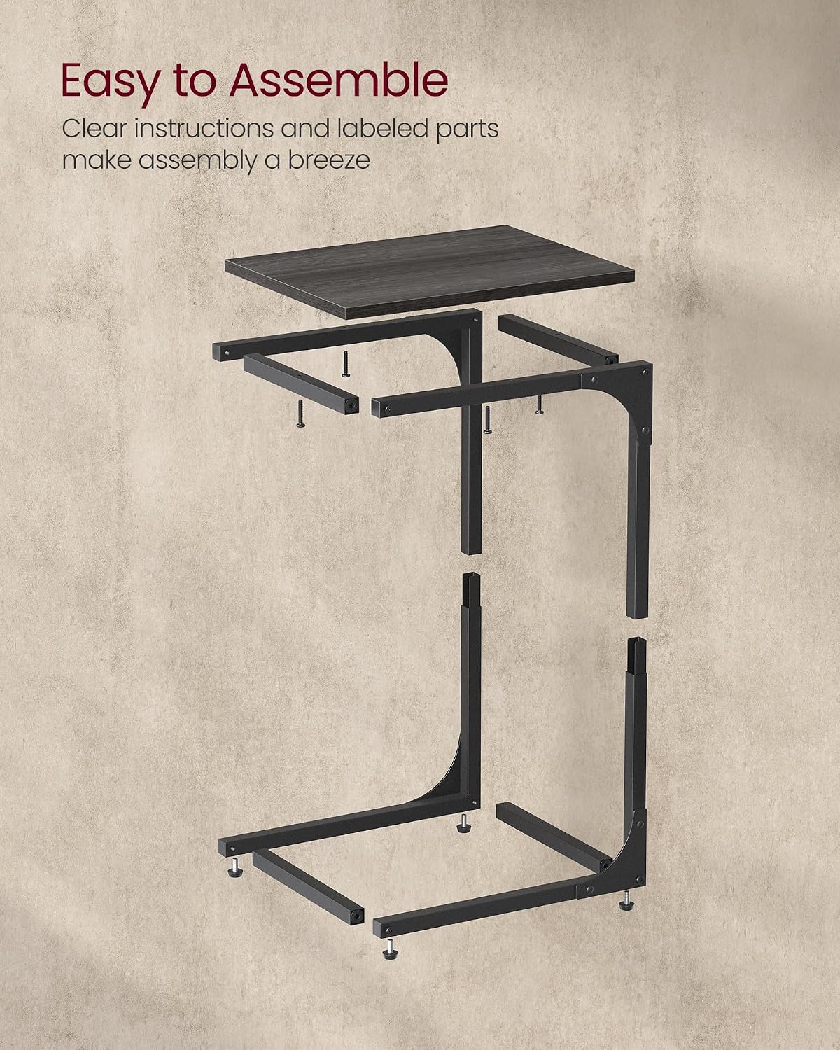 VASAGLE C-Shaped End Table, Small Sofa Side Table with Metal Frame - Image 7