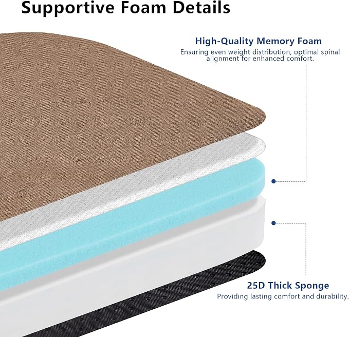 Nordjager Chair Cushions for Dining Chairs, 4 Pack Memory Foam Cushion | 2.5" Thick Chair Cushion; Waterproo Surface with 17" x 16" Size for Kitchen & Dining Chairs, Secure Ties and Washable Cover. - Image 3