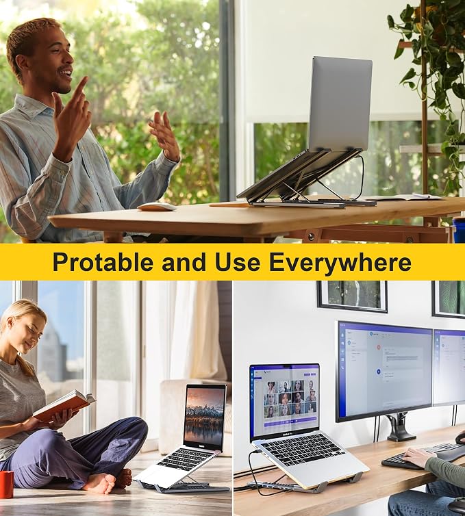 9 in 1 USB C Laptop Dock Stand with HDMI+DP,4K Dual Monitor PD 100W | Single 8K for Windows DP 1.4 or Dual 4K for Win and Mac,2 USB A 3.0, PD 100W, USB C 3.0+SD&TF for Mac Windows, Mac, ChromeOS - Image 9