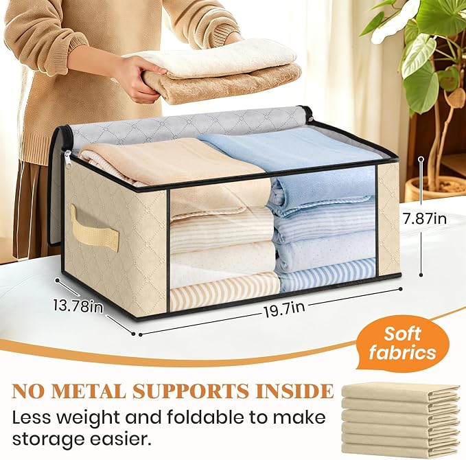 Fab totes 35L Closet Organizers, Foldable Under Bed Storage Containers | Storage Bags with Zippers,Window and Handles for Organizing Bedroom, Closet, Clothing,Organization with Handle - Image 2