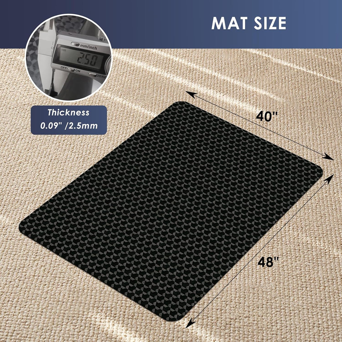 Vicwe Office Chair Mat for Carpet, 48"x40" Heavy Duty Chair Mat with Studs - Image 7