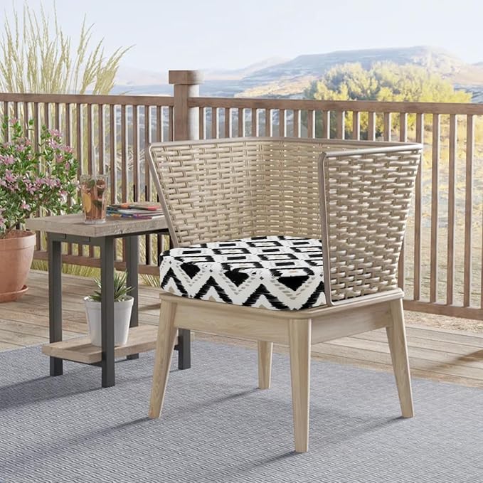 idee-home Outdoor Chair Cushions Set of 4, 17" x 17" D-Shaped | Thick Outdoor Seat Cushions Waterproof Patio Furniture with Ties Dining Pads - Image 5