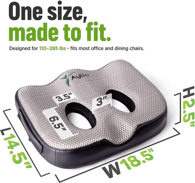 Socket Seat Cushion for Sit Bone, Ischial Tuberosity & Tailbone Pressure Relief – Ischial Bursitis, Hamstring & Piriformis Support – Firm Memory Foam Seat Cushion for Office Chair & Car - Image 3