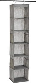 Amazon Basics 6-Tier Hanging Closet Shelf Organizer with Pockets, Clothes Storage for Sweaters and Clothing, 12" W x 9" L x 8.5" H, Grey | Organizer by AmazonBasics