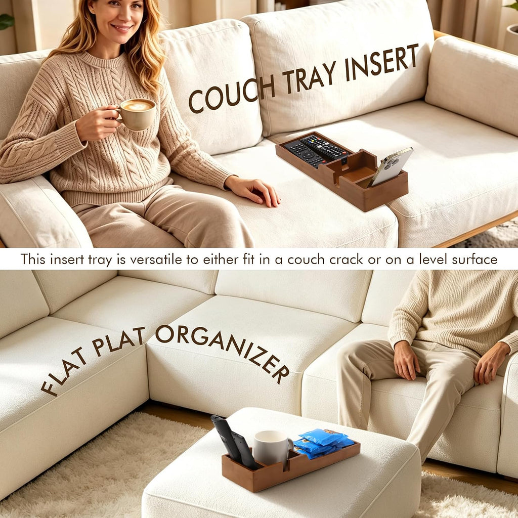 Couch Table Insert with Cup Holder for Boneless,15.35x5.12-in,Brown - Image 9