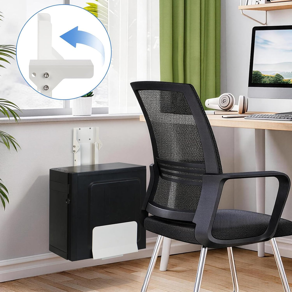 Heavy Duty Under Desk PC Mount & Full Tower PC Wall Mount - Adjustable Width 5.9" to 9.8", Height 12.5"-20" - Computer Tower Stand Under Desk & Standing Desk PC Mount, White - Image 6