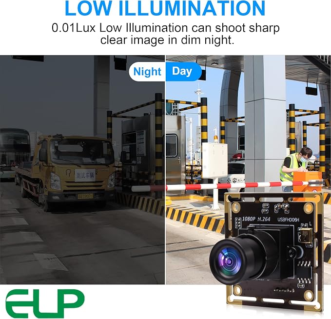 ELP Sony IMX323 Sensor Mini Wide Angle USB Camera Module with Microphone 170degree Fisheye Lens HD 1080P 0.01Lux Low Light Video Audio PC Camera UVC H.264 USB2.0 Embedded Webcam Board for Computer - Image 3