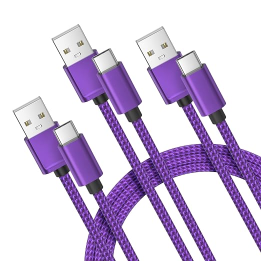 Basesailor for iPhone 17 16 Pro Max Charger Cord,USB to USB C Cable,Type C Charging Power Cord for Apple 17e 15 iPad 10 Air 4 5,Samsung Galaxy S26 S25 S24 S23,Purple,3Pack 1.5/3.3/6.6FT(0.5/1/2M) by Basesailor