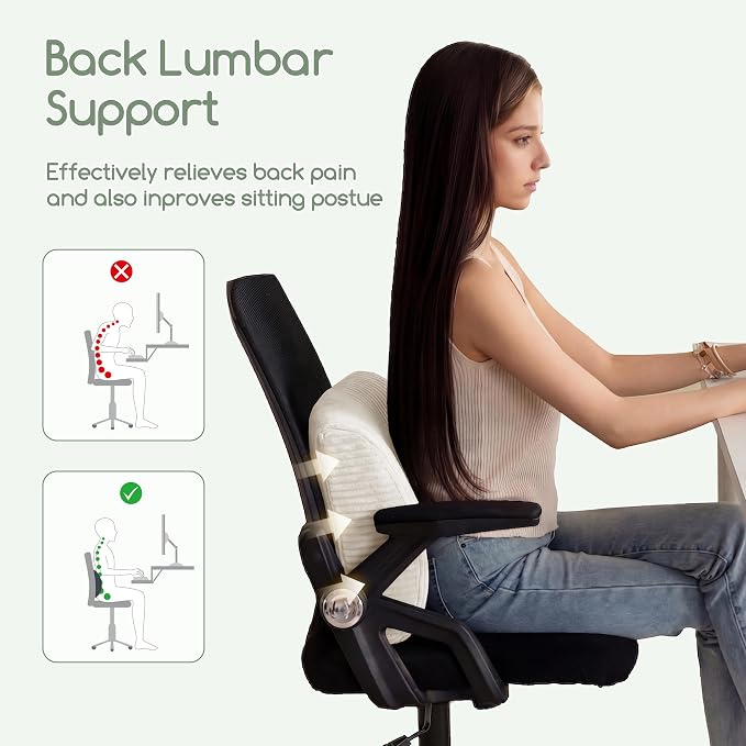 Lumbar Support Pillow for Recliner Chair/Accent Chair/Couch, Extra Large Memory Foam Back Support Cushion for Elderly, Recliner Cushions for Back Rest, Pain Relief, Reading, Washable Cover, Beige - Image 7