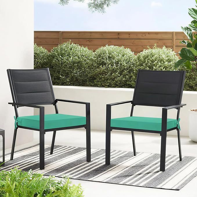 Basic Beyond Outdoor Chair Cushions for Patio Furniture, Waterproof Outdoor Seat Cushions Set of 4 19 x 19, Patio Chair Cushions Set of 4 with Ties and Handle, Turquoise - Image 8