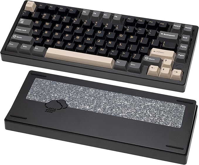 KEEBMONKEY WOBKEY Rainy 75 CNC Aluminum HMX/JWK/Cocoa Switches Triple-Mode Connectivity Mechanical Keyboard with Superior Acoustics, RGB/FR4/Silver SUS304/7000mAh/Cocoa Switch (Pro - Black) by KEEBMONKEY