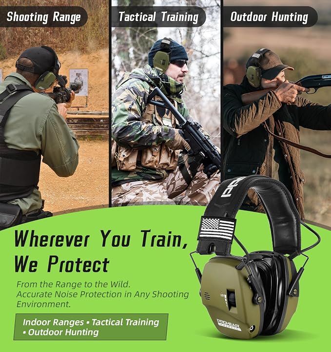 PROHEAR Digital Electronic Shooting Ear Protection Muffs with GEP02 Gel Ear Pads, Hunting 5X Sound Amplification Earmuffs, NRR 23dB Low Profile Hearing Protection for Gun Range - Green - Image 6