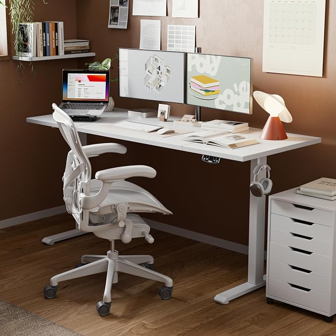Agilestic 71 * 32 Inch Height Adjustable Electric Standing Desk, White | Sit Stand Up Computer Desk, Memory Presets, Stable Steel Frame,154 lbs, Easy Assembly, Splice Board, Long desk, Home Office - Image 2