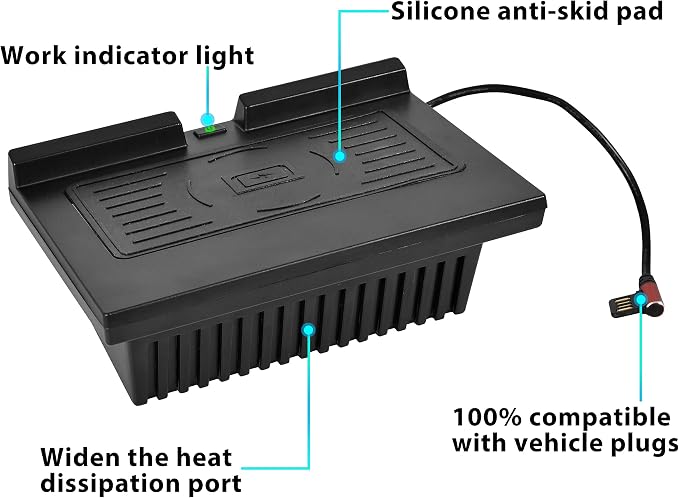 Wireless Chargering Pad for Ford F150 2018-2023 Accessories | Silicone Anti-skid Pad, Button, Indicator Light, Center Console Wireless Charger, Phones Charging Panel for F-150 18-23 - Image 6
