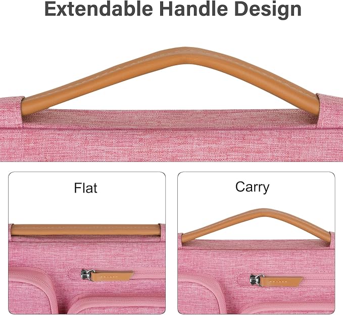 MOSISO 360 Protective Laptop Case 13.3 inch, 13-13.3 inch Laptop Sleeve | Compatible with MacBook Air/Pro 13 / Pro 14,HP Dell Acer ASUS, Side Open Carrying Case with 4 Zipper Pockets, Dusty Rose - Image 5