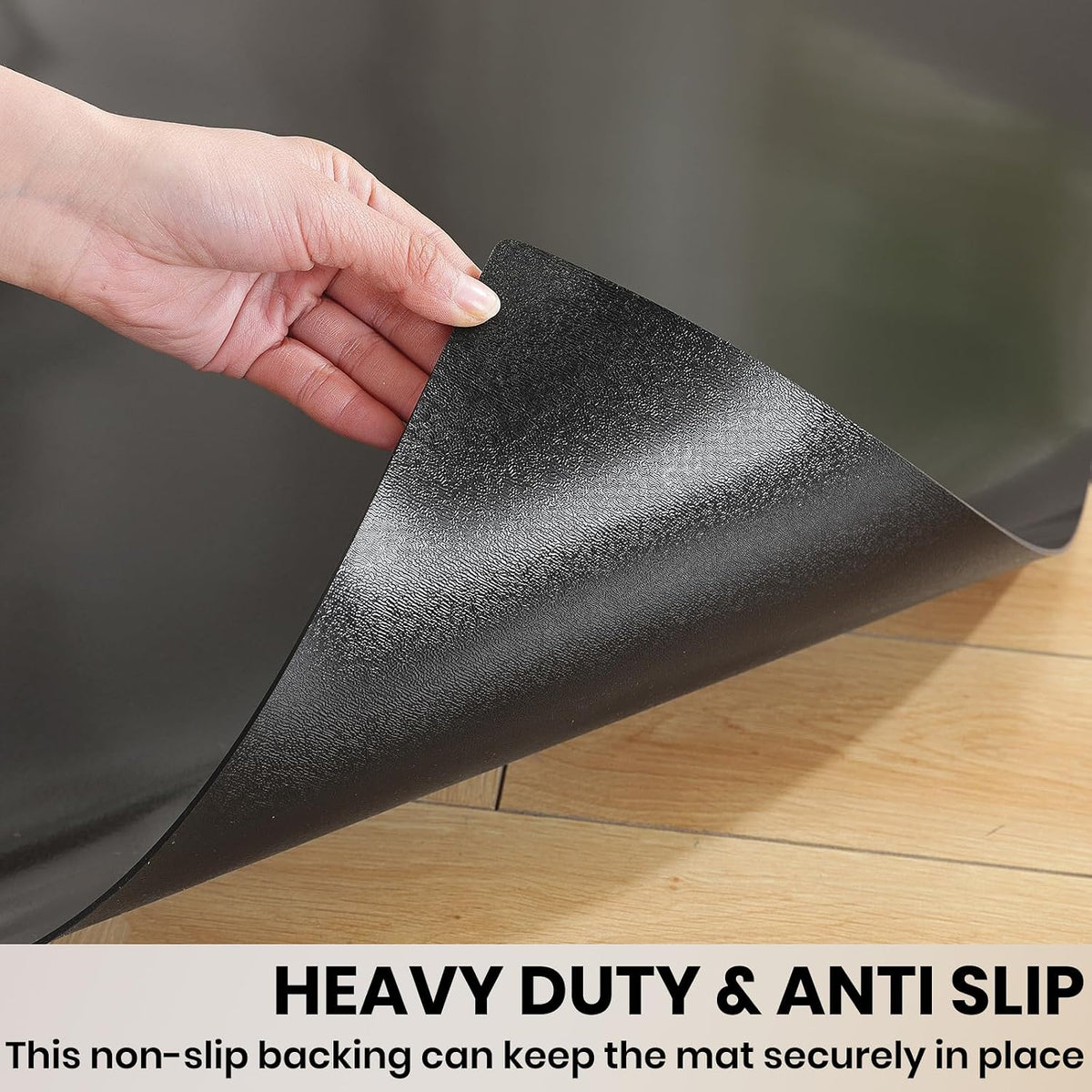 Black Office Chair Mat for Hardwood Floor, 48 x 60 In Desk Floor Protector - Image 6