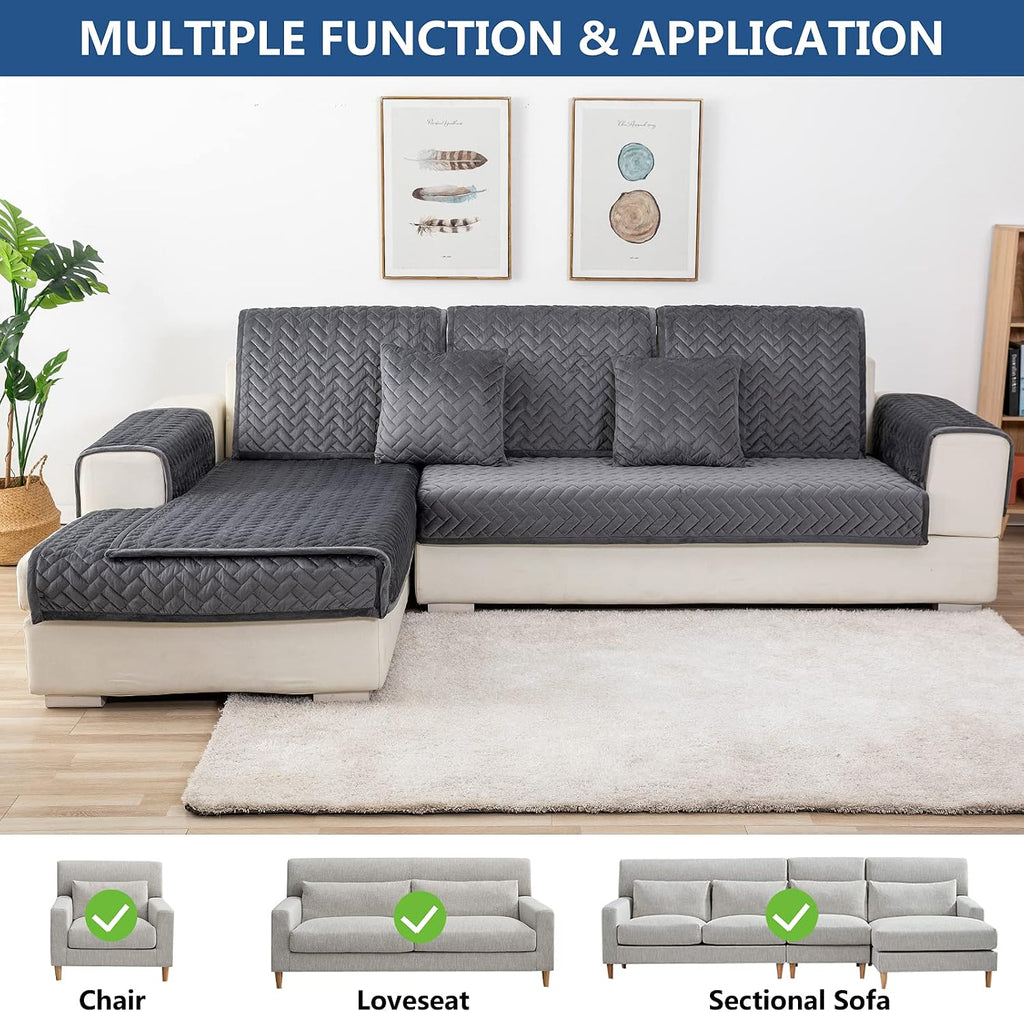 Velvet Couch Armrest Covers for Sofa,Dark Gray,1PC,28''x28'' - Image 2