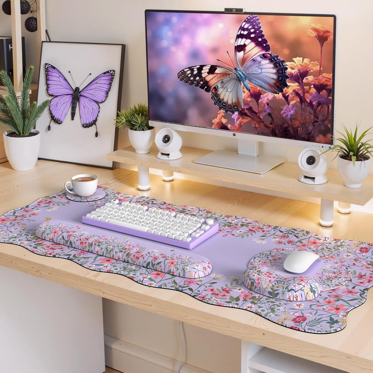 iLeadon Ergonomic Desk Mat for Keyboard and Mouse,Scalloped Desk Mat Set - Image 6