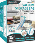 Vacuum Storage Bags with Hand Pump, Vacuum Seal Space Saver Bags,35 Combo | 80% Space-Saving Bags for Clothing, Blankets, Pillows, Bedding & Comforters; Multi-Size Variety Pack for Home & Travel by CozyEssential