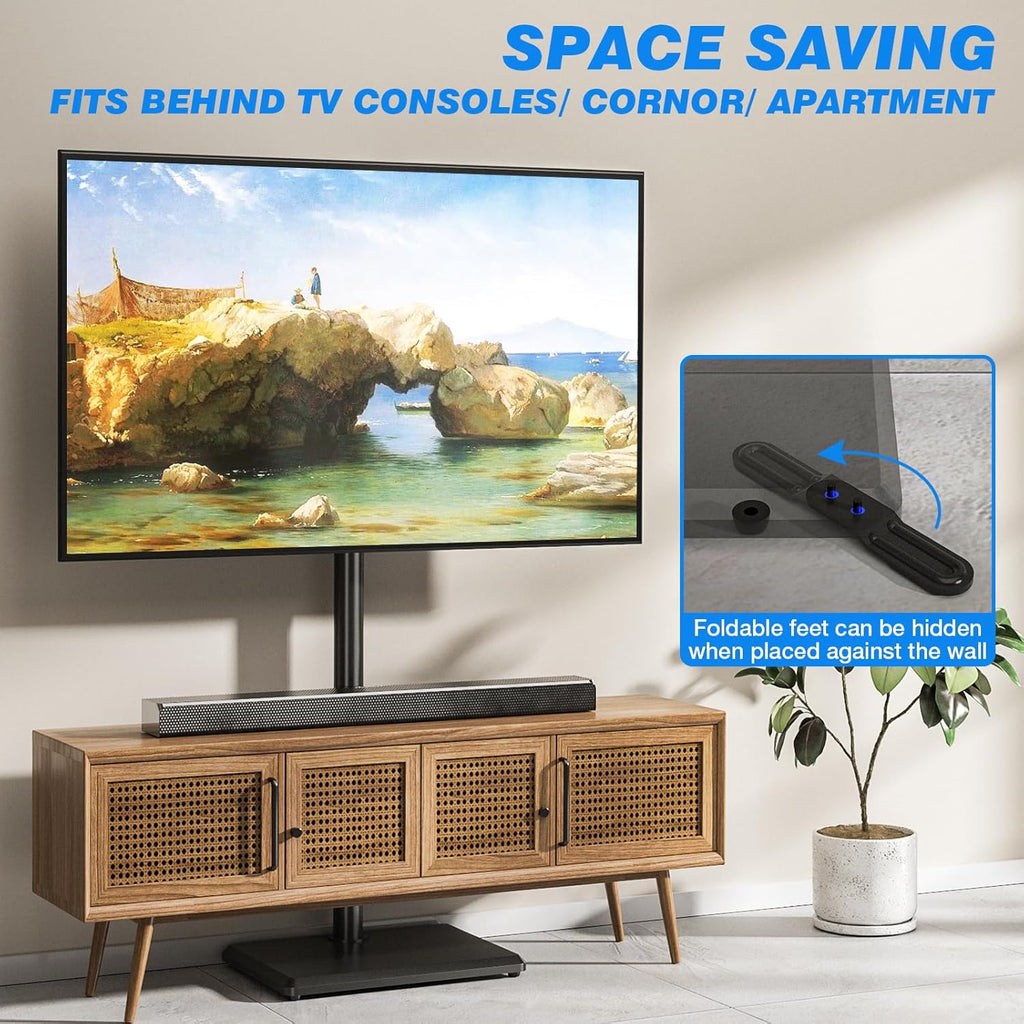 Rfiver Swivel Floor TV Stand with Power Outlet for 32-65 in TVs - Image 4