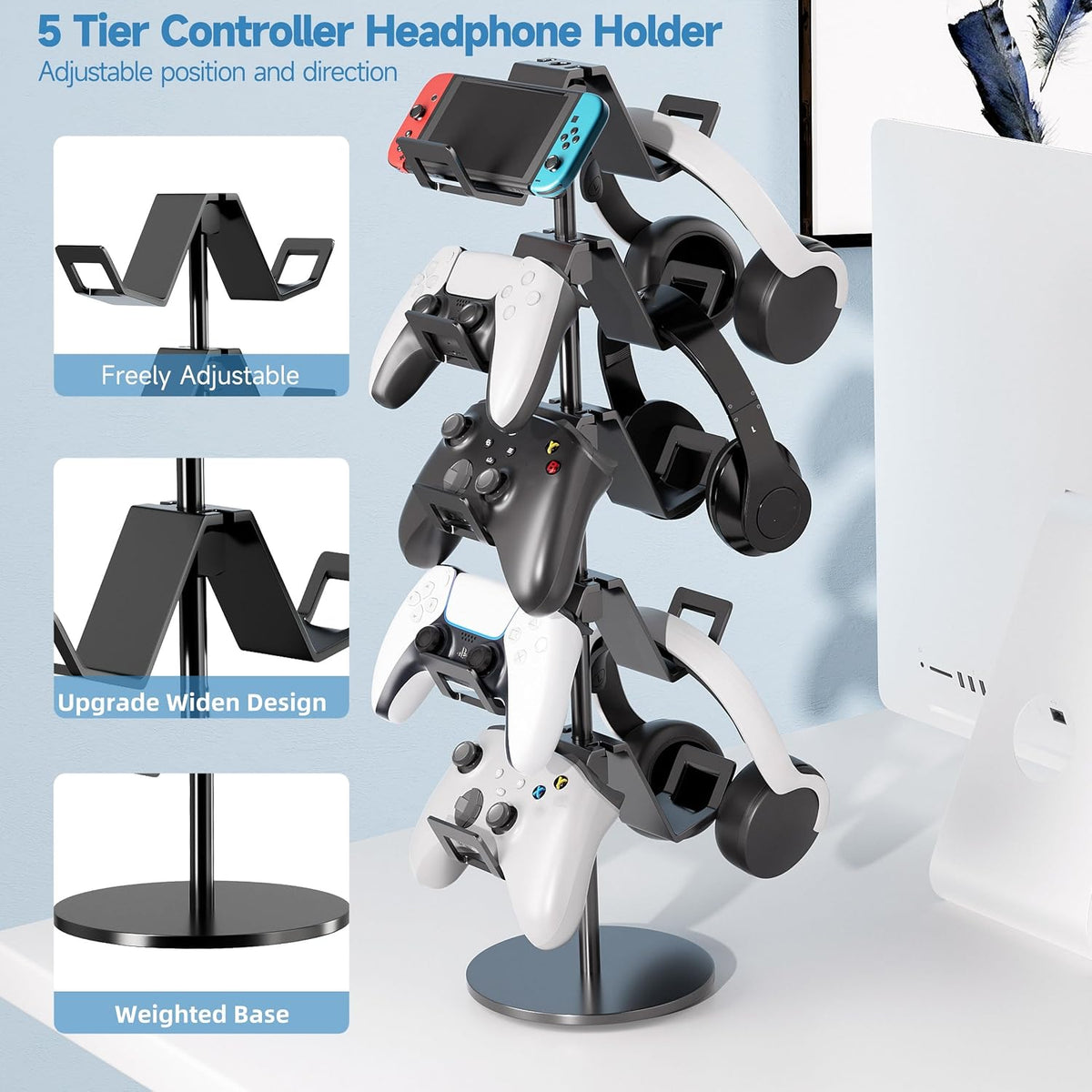 Controller Stand,5 Tier Headphone Holder for Classroom - Image 2