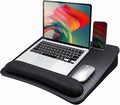 HUANUO Laptop Lap Desk - Portable Lap Desk with Pillow Cushion, Fits up to 15.6 inch Laptop, with Anti-Slip Strip & Storage Function for Home Office Students Use as Computer Laptop Stand- Black by HUANUO