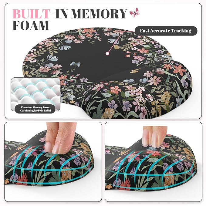 iCasso Black 4in1 Mousepad, 35.4"x15.7" Desk Blotter for Classroom | Workspace Ergonomic Desk Pad Featuring Keyboard Wrist Rest, Girly Mousepad Set for Students Travel Home Office - Image 4