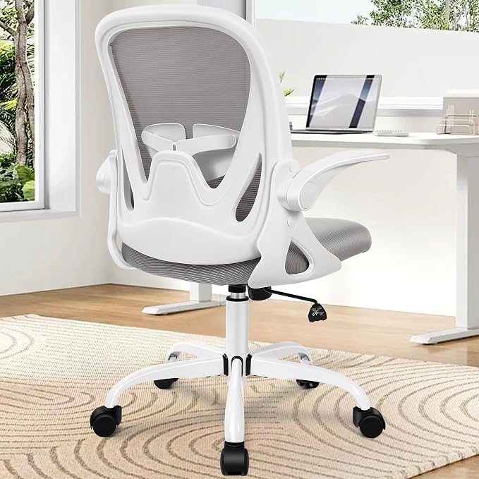 Office Chair Ergonomic Desk Chair with Adjustable Lumbar Support and Height, Swivel Breathable Desk Mesh Computer Chair with Flip up Armrests for Conference Room（Gray） - Image 2