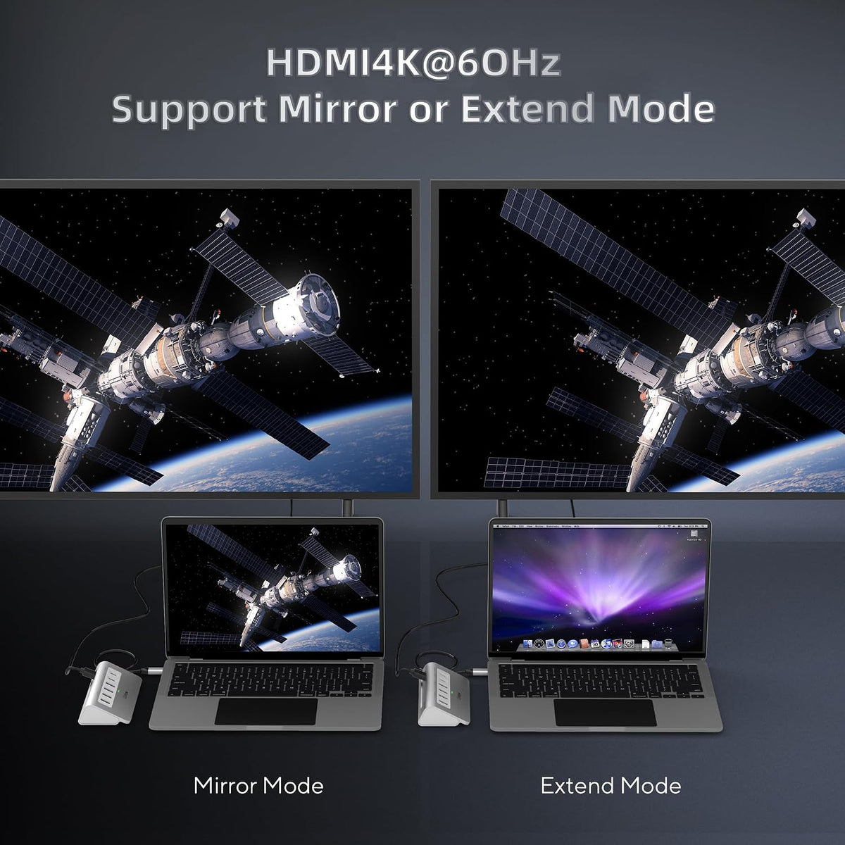 USB C Hub 9-in-1, 28° Ergonomic Aluminum Hub, 4K@60Hz HDMI, PD 100W - Image 3